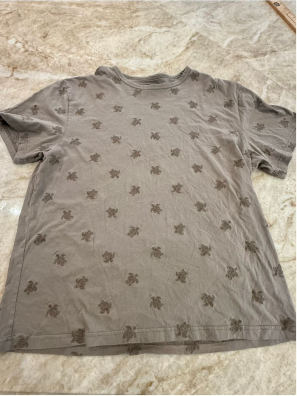 Men's Vilebrequin Short Sleeve Tee, XL, Beige Turtle Print